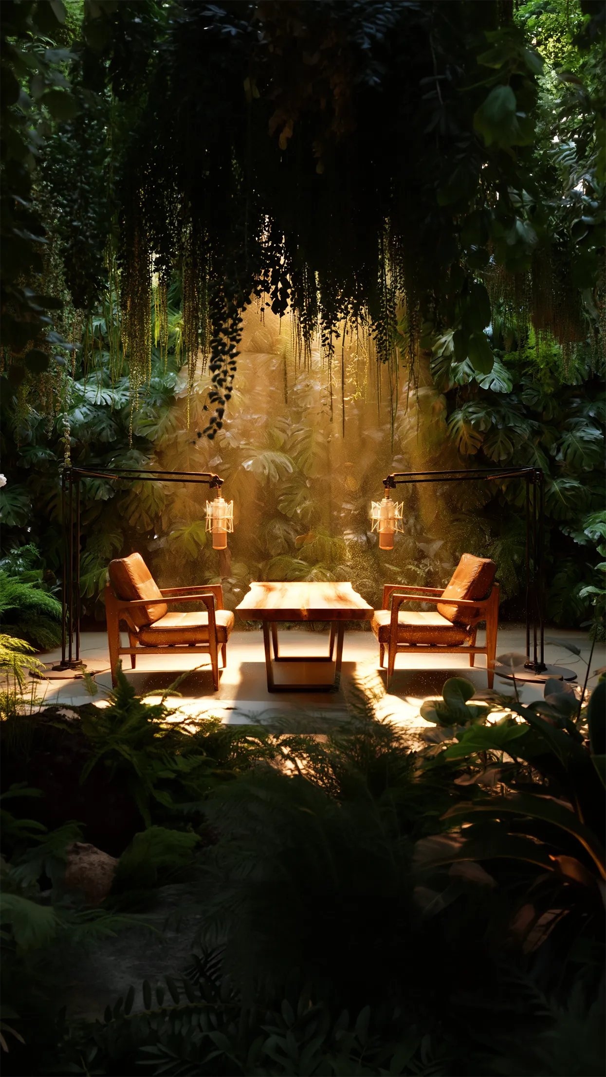 Podcasts — intimate garden conversation setting